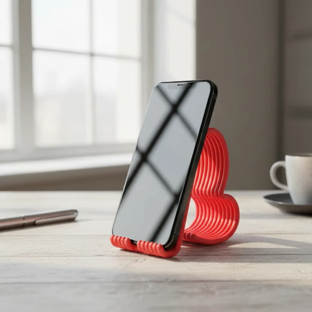 Suporte Celular Mesa Universal Coracao Decorativo Vermelho