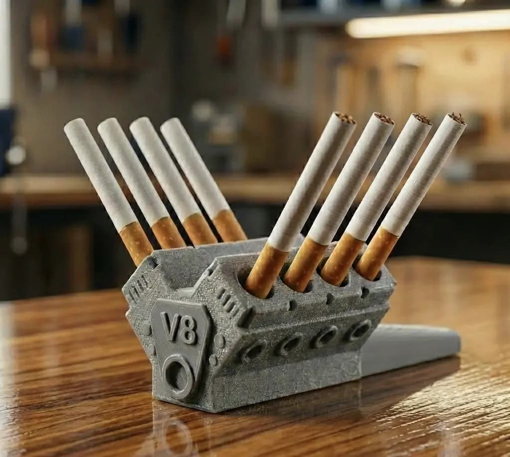 Piteira Motor V8 Funcional Para Até 8 Cigarros Cinza Motor V8